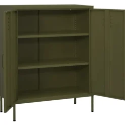 vidaXL Skåp>Förvaringsskåp oliv 80x35x101,5 cm stål