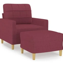 vidaXL Fåtöljer>Fåtölj med fotpall vin 60 cm tyg