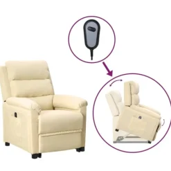 vidaXL Fåtöljer>fåtölj med uppresningshjälp gräddvit tyg