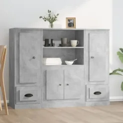 vidaXL Skåp>Högskåp 3 st betong konstruerat trä
