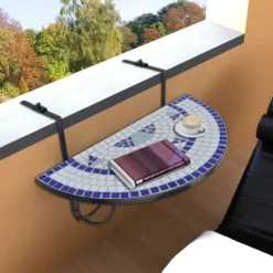 vidaXL Balkongmöbler>Hängbord Balkongbord Terrakotta blåvitt