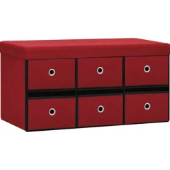 vidaXL Kistor & Koffertar>Hopfällbar förvaringsbänk vin 76x38x38 cm konstlinne