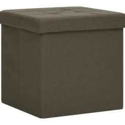 vidaXL Pallar>Hopfällbar förvaringspall mörk konstlinne