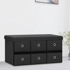 vidaXL Kistor & Koffertar>Hopfällbar förvaringsbänk 76x38x38 cm konstlinne