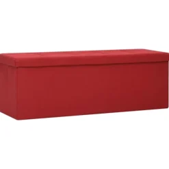 vidaXL Kistor & Koffertar>Hopfällbar förvaringsbänk vin konstlinne