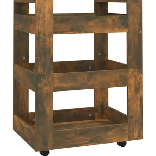 vidaXL Köksö>Köksvagn rökfärgad ek 60x45x80 cm konstruerat trä