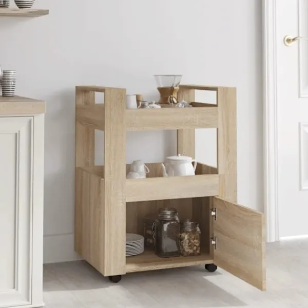 vidaXL Köksö>Köksvagn sonoma-ek 60x45x80 cm konstruerat trä