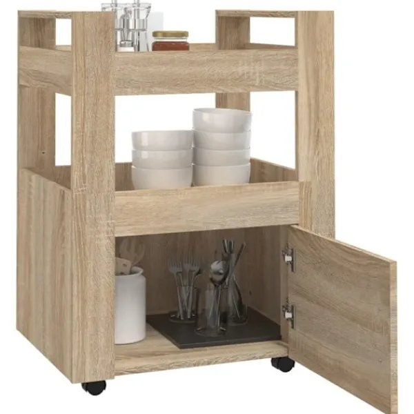 vidaXL Köksö>Köksvagn sonoma-ek 60x45x80 cm konstruerat trä