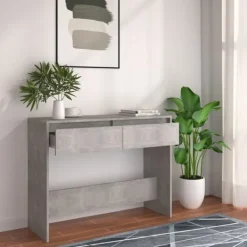 vidaXL Småbord>Konsolbord betong 100x35x76,5 cm konstruerat trä