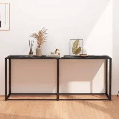 vidaXL Småbord>Konsolbord marmor 180x35x75,5 cm härdat glas