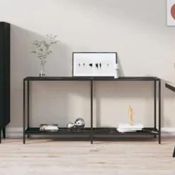 vidaXL Småbord>Konsolbord 160x35x75,5 cm härdat glas