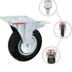 vidaXL Balkongmöbler>Länkhjul med dubbla bromsar 4 st 125 mm