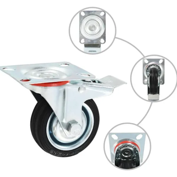 vidaXL Balkongmöbler>Länkhjul med dubbla bromsar 4 st 75 mm