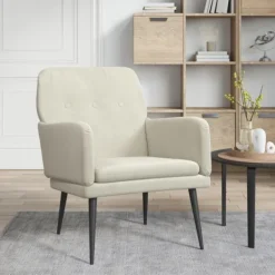 vidaXL Fåtöljer>Loungestol gräddvit 62x79x79 cm sammet