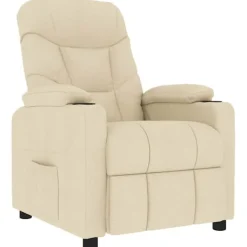 vidaXL Fåtöljer>Massagefåtölj gräddvit tyg