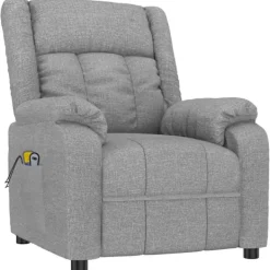 vidaXL Fåtöljer>Massagefåtölj med uppresningshjälp ljus tyg