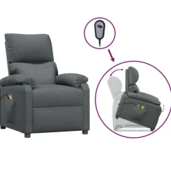 vidaXL Fåtöljer>Massagefåtölj med uppresningshjälp mörk tyg