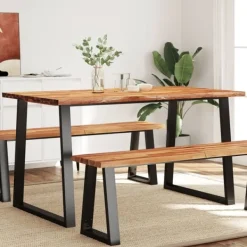 vidaXL Matgrupper>Matbord med levande kant 140x80x75 cm massivt akaciaträ