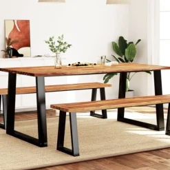 vidaXL Matgrupper>Matbord med levande kant 180x90x75 cm massivt akaciaträ