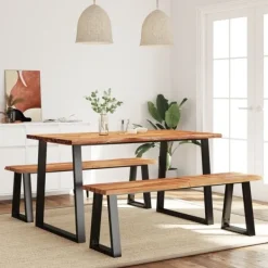 vidaXL Matgrupper>Matgrupp med levande kant 3 delar massiv akacia