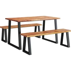 vidaXL Matgrupper>Matgrupp med levande kant 3 delar massiv akacia