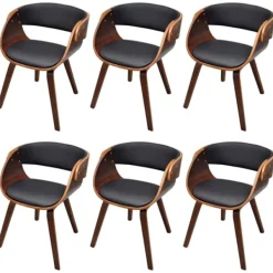 vidaXL Matgrupper>Matstol läder med kraftig träram 6-pack