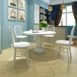 vidaXL Matgrupper>Matstolar i trä rundad design 4 st