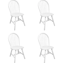 vidaXL Matgrupper>Matstolar i trä rundad design 4 st