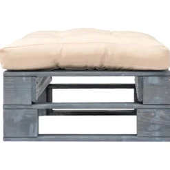 vidaXL Pallar>Pallottoman med sandfärgad dyna grått trä