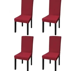 vidaXL Stolar>Rakt elastiskt stolsöverdrag 4 st vin