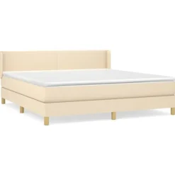 vidaXL Sängar>Ramsäng med madrass gräddvit 160x200 cm tyg