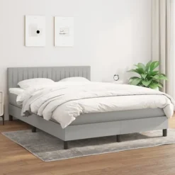 vidaXL Sängar>Ramsäng med madrass ljus 140x200 cm tyg