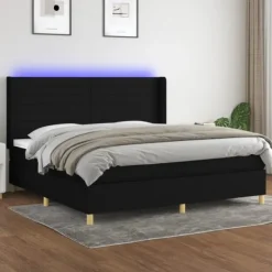 vidaXL Sängar>Ramsäng med madrass & LED 200x200 cm tyg