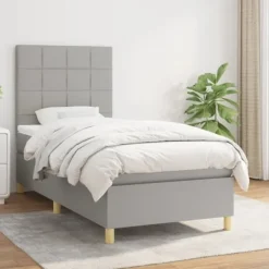 vidaXL Sängar>Ramsäng med madrass ljus 90x200 cm tyg