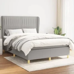 vidaXL Sängar>Ramsäng med madrass ljus 140x190 cm tyg