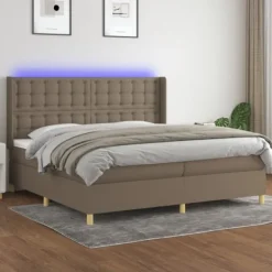 vidaXL Sängar>Ramsäng med madrass & LED 200x200 cm tyg