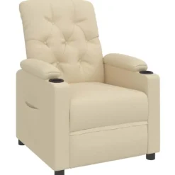 vidaXL Fåtöljer>Reclinerfåtölj gräddvit tyg