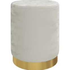 vidaXL Sittpuffar>Rund förvaringspall ljus sammet 31 x 37 cm