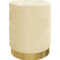 vidaXL Sittpuffar>Rund förvaringspall aprikos sammet 31 x 37 cm