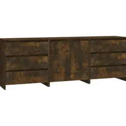 vidaXL Byråer>Sidobord 3 delar rökfärgad ek konstruerat trä