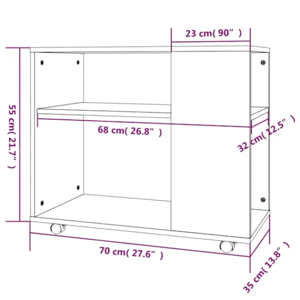 vidaXL Hyllor>Sidobord sonoma 70x35x55 cm konstruerat trä