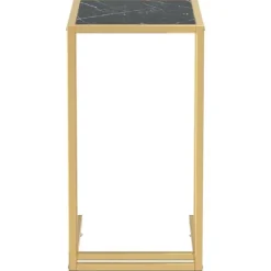 vidaXL Soffbord>Sidobord till datorbord marmor 50x35x65 cm härdat glas