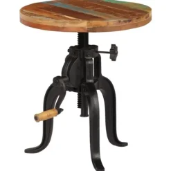 vidaXL Småbord>Sidobord 45x (45-62) cm massivt återvunnet trä och gjutjärn