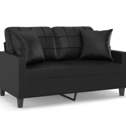 vidaXL Soffor>2-sits soffa med prydnadskuddar 120 cm konstläder