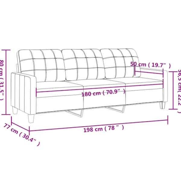 vidaXL Soffor>3-sitssoffa 180 cm konstläder