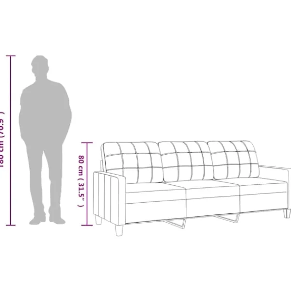 vidaXL Soffor>3-sitssoffa 180 cm konstläder