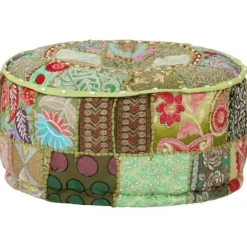 vidaXL Sittpuffar>Sittpuff med lappmönster rund bomull handgjord 40x20 cm