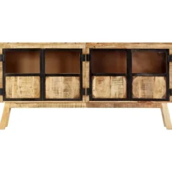 vidaXL Sideboards>Skänk och svart 160x30x80 cm massivt grovt mangoträ