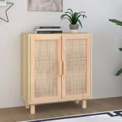 vidaXL Skåp>Skänk 60x30x70 cm massiv furu och naturlig rotting