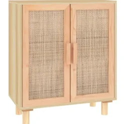 vidaXL Skåp>Skänk 60x30x70 cm massiv furu och naturlig rotting